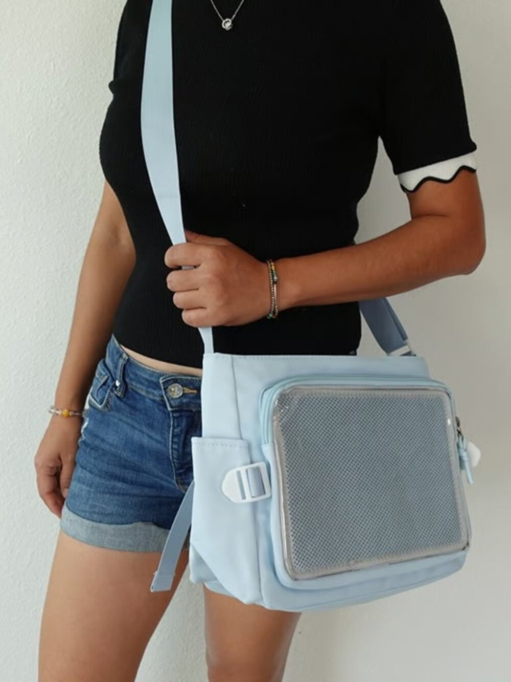 BLUE Crossbody ita bag, Ita Bag Messenger Bag, Y2K Transparent Display ItaBag